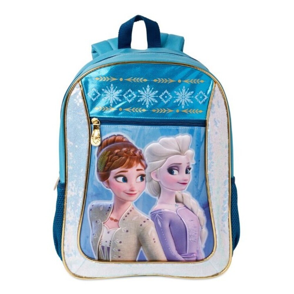 Disney Frozen II Backpack Anna & Elsa Blue Sparkly School Book Laptop Bag Kids